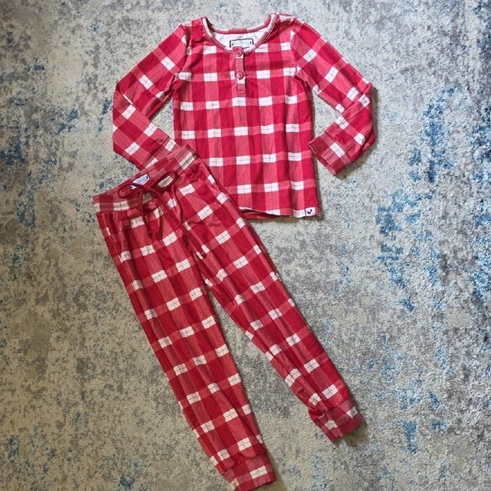 Sweet Honey Unisex Size 6 Red And White Plaid Long Sleeve Pajamas - Picture 1 of 3